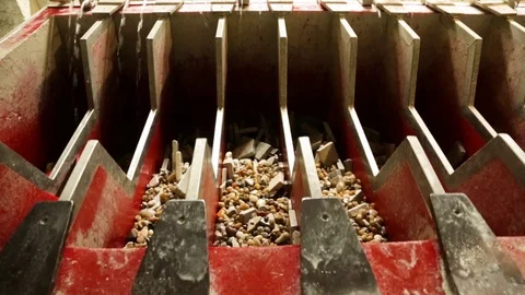 Natural stone processing and manufacturing plant. Pebbles and leftovers 스톡 동영상 117470314