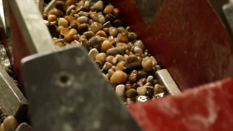 Natural stone processing and manufacturing plant. Pebbles and leftovers 스톡 동영상 117470318