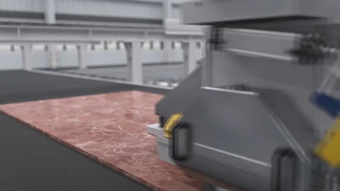 Natural stone processing plant, grinding and sawing of granite. Stock Footage 145559558