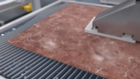 Natural stone processing plant, grinding and sawing of granite. Stock Footage 145559984