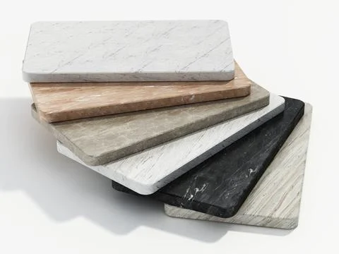 Natural stone samples with various texture options. 3D illustration Stock Illustration