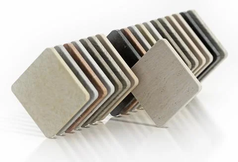 Natural stone samples with various texture options. 3D illustration Illustrazione stock