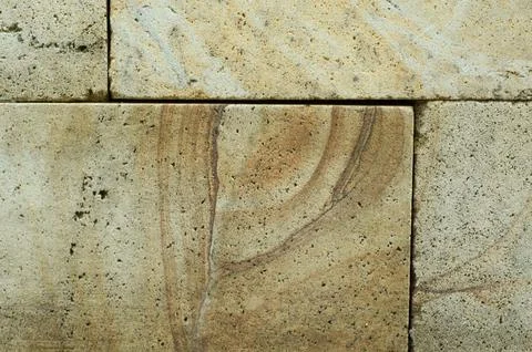 Natural Stone Wall Blocks with Rough Porous Texture Stock Photos