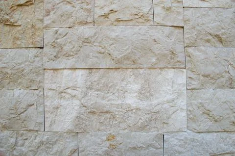 Natural Stone Wall Texture Background with Light Beige Rectangular Wall Pattern Stock Photos