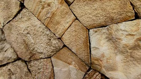 Natural Stone Wall Texture - Irregular Sandstone Blocks Masonry Background Stock Photos