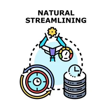 Natural streamlining process improving efficiency and productivity 库存插图