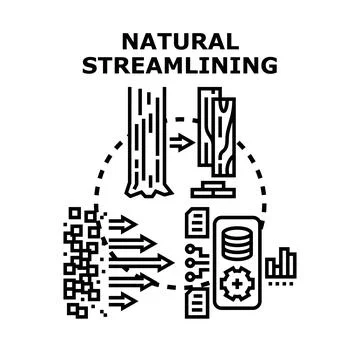 Natural streamlining process optimizing business data flow Stockillustratie