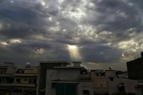 Natural sunlight from the clouds Stock Photos