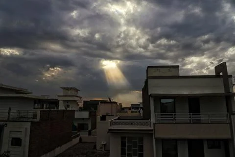 Natural sunlight from the clouds Stock Photos