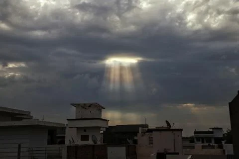 Natural sunlight from the clouds Stock Photos