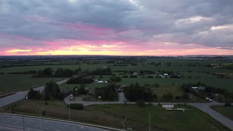 Natural Sunset From Brampton Remote Drone Footage Stock Footage 206867993