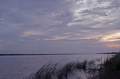 Natural sunset on the river Foto stock