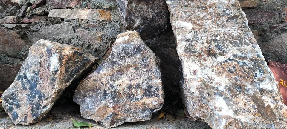 Natural Sunstone rough raw stone Stock Photos