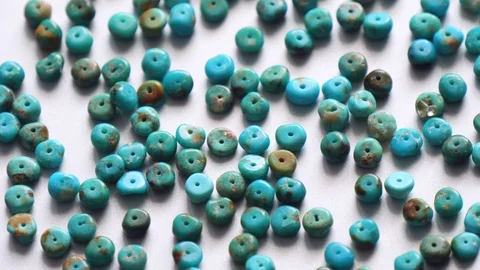 Natural turquoise stone close-up in form of a heap or slide is spinning 库存影片 121560940