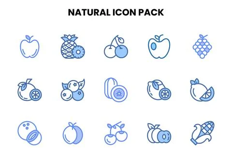 Natural Two Colour Set Icons Pack Ilustração Stock