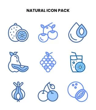 Natural Two Colour Vector Icons Pack Stock Illustration