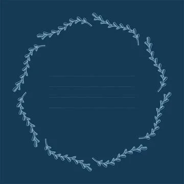 Natural vector frame. Blue branch elements on dark background. Template Illustrazione stock