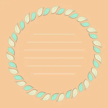Natural vector frame. Color linear leaves template Stock Illustration