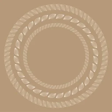 Natural vector frame. Contour linear leaves template Stock Illustration