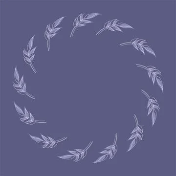 Natural vector frame. Contour linear branch template Stock Illustration