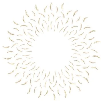 Natural vector frame. Gold leaves on white background template Stock Illustration