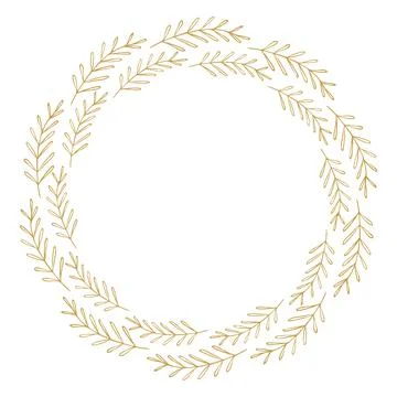 Natural vector frame. Gold leaves on white background template Stock Illustration