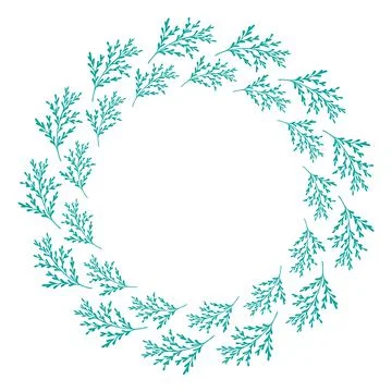 Natural vector frame. Green leaves on white background template Stock Illustration