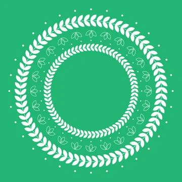 Natural vector frame. White leaves on green background template Stock Illustration