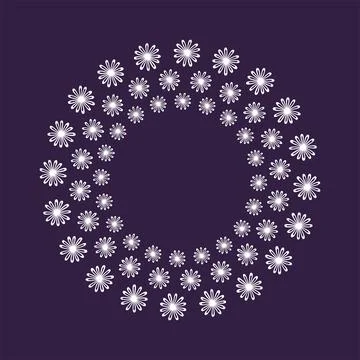 Natural vector frame. White leaves on dark purple background template Stock Illustration