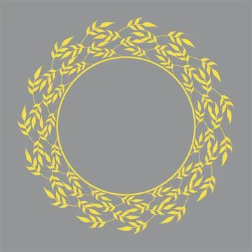 Natural vector frame. Yellow branch on grey background. Template Stock Illustration