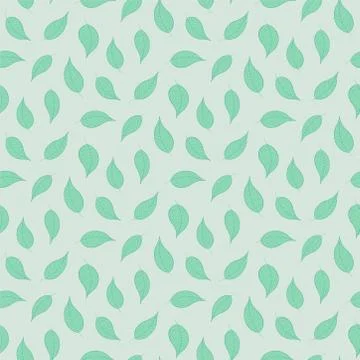 Natural vector seamless pattern. Cute green leaves Stock Illustration
