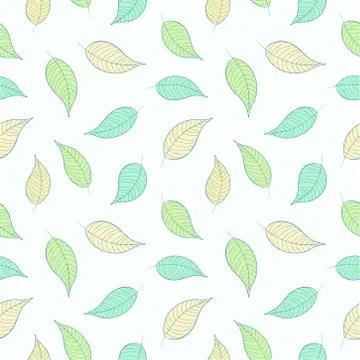 Natural vector seamless pattern. Cute green leaves Stock Illustration