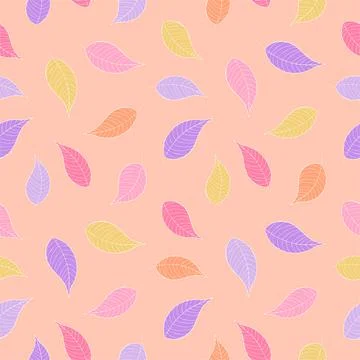 Natural vector seamless pattern. Cute colored leaves Stock Illustration