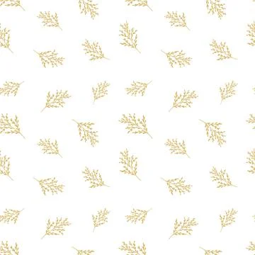 Natural vector seamless pattern leaves on white background template Stock Illustration