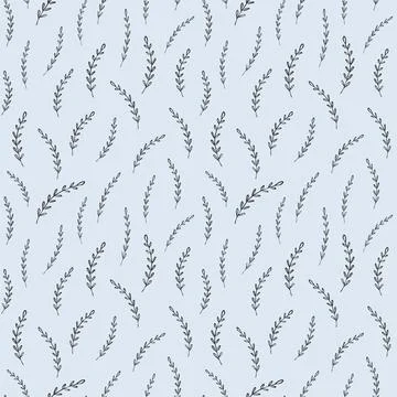 Natural vector seamless pattern leaves on gray-blue background template Stock Illustration