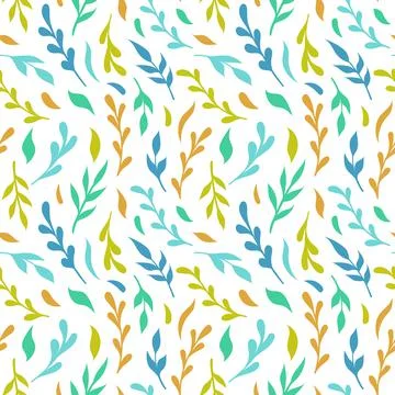 Natural vector seamless pattern leaves color elements on white background 스톡 일러스트