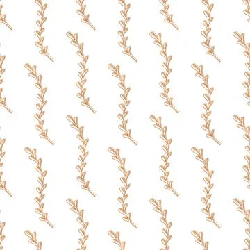 Natural vector seamless pattern leaves gold elements on white background Stock Illustration