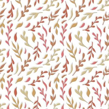 Natural vector seamless pattern leaves color elements on white background Stock Illustration