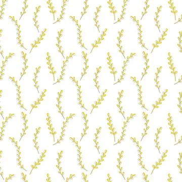 Natural vector seamless pattern leaves gold elements on white background Stock Illustration