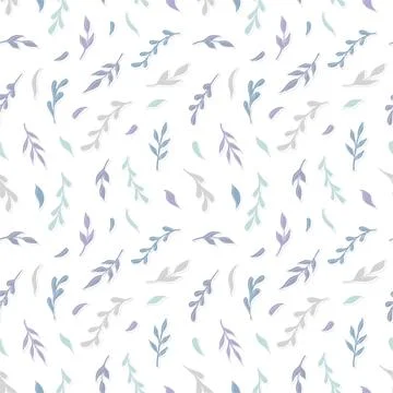 Natural vector seamless pattern leaves blue elements on white background 스톡 일러스트