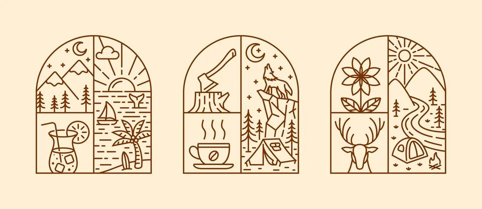 Natural view in the form of a window Stock Illustration