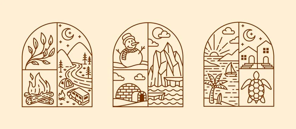 Natural view in the form of a window Stock Illustration