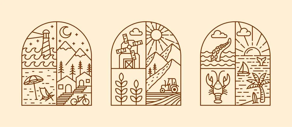 Natural view in the form of a window Stock Illustration