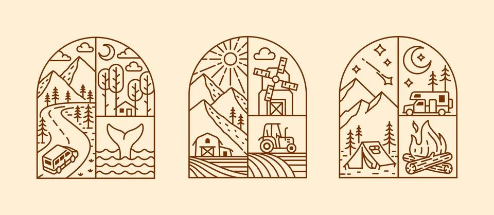 Natural view in the form of a window Stock Illustration