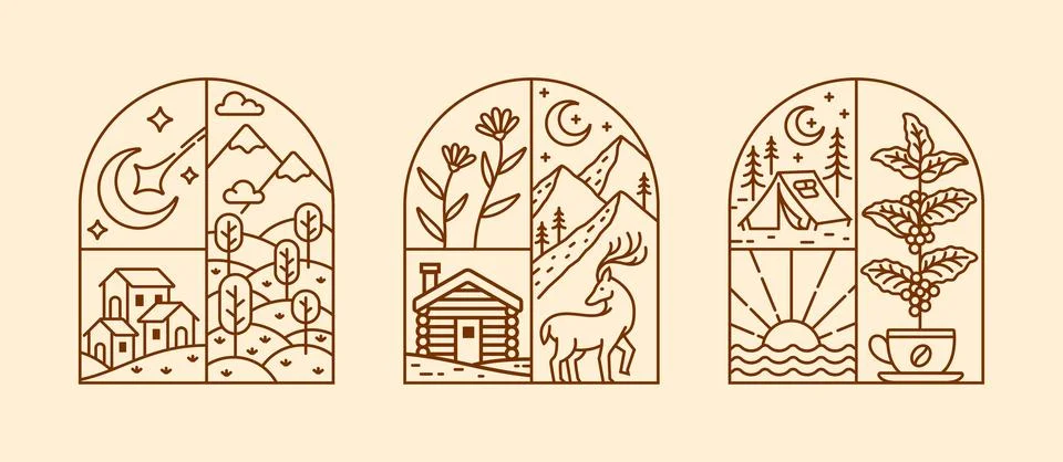 Natural view in the form of a window Stock Illustration