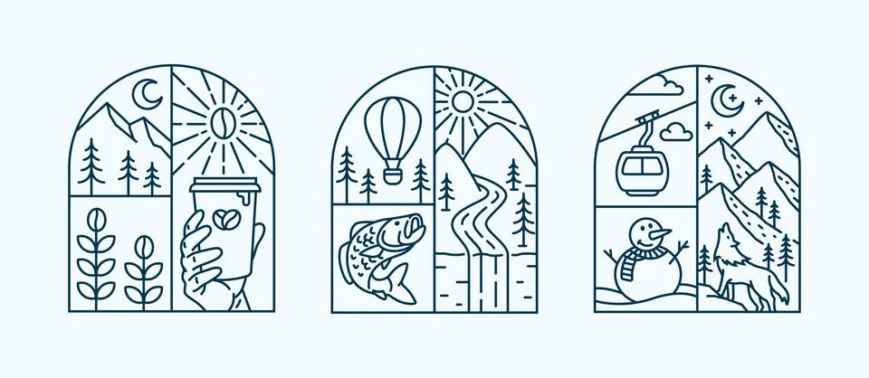 Natural view in the form of a window Stock Illustration