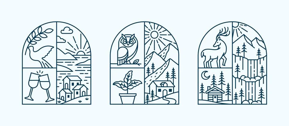 Natural view in the form of a window Stock Illustration