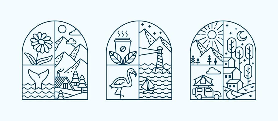 Natural view in the form of a window Stock Illustration
