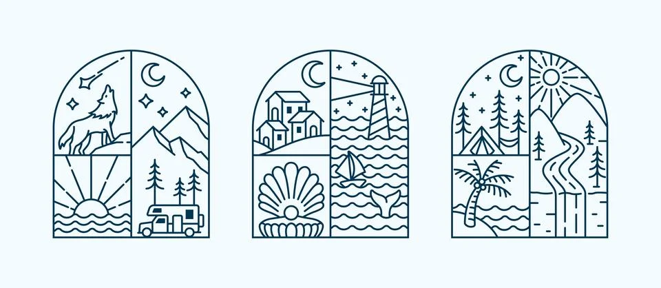 Natural view in the form of a window Stock Illustration