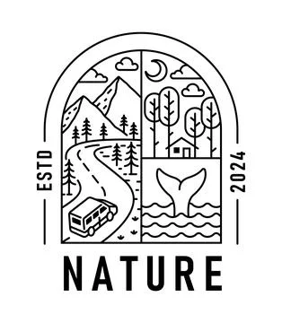 Natural view in the form of a window Stock Illustration